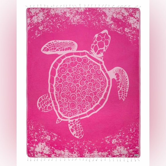 NWT Sand Cloud XL Beach Towel Crush Turtle Hot Pink - Picture 1 of 4